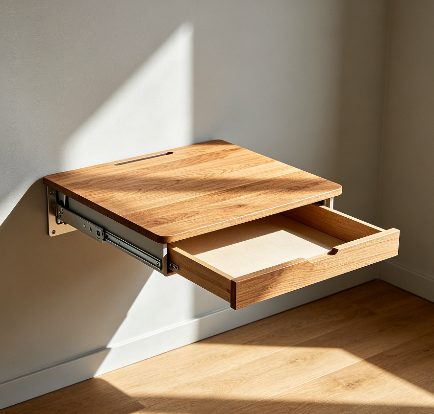 Floating Wall-Mounted Foldable Desk with Hidden Storage Compartment